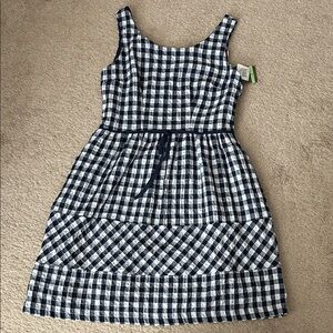 Taylor Navy and White Checkered Dress